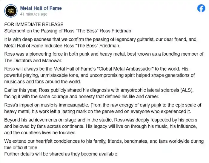 Ross "The Boss" Friedman rip