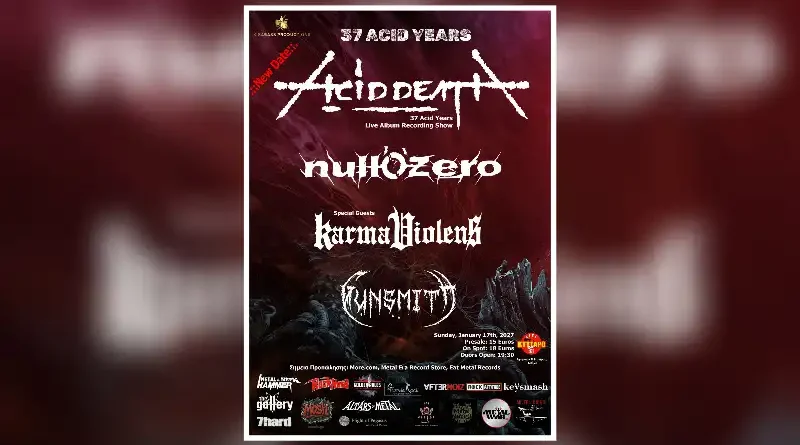 Acid Death, Null 'O' Zero, Karma Violens, Gunsmith @ Κύτταρο